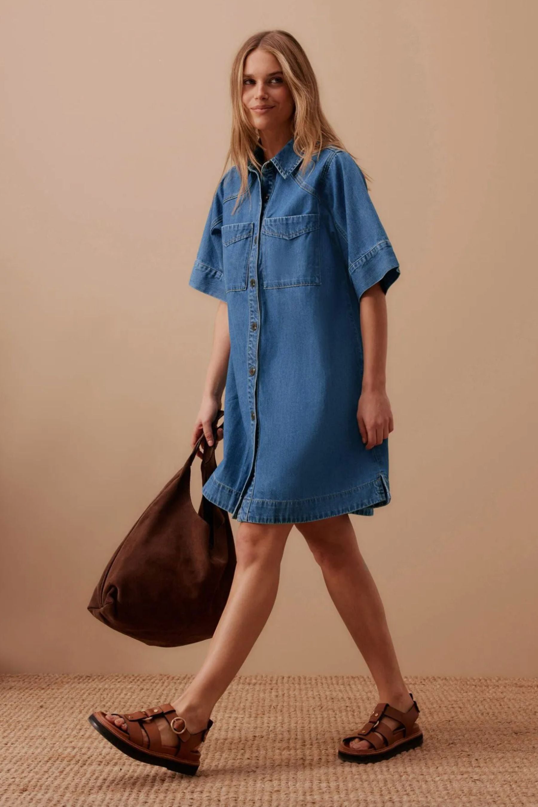 Ava Short Sleeve Mini Dress | Fresh Indigo