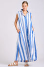 The Sabine Dress | Azure Retro Stripe