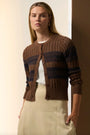 Sable Striped Cardigan | Choc/Ink