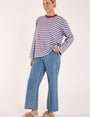 Carter Long Sleeve Tee | Wine Blue Stripe