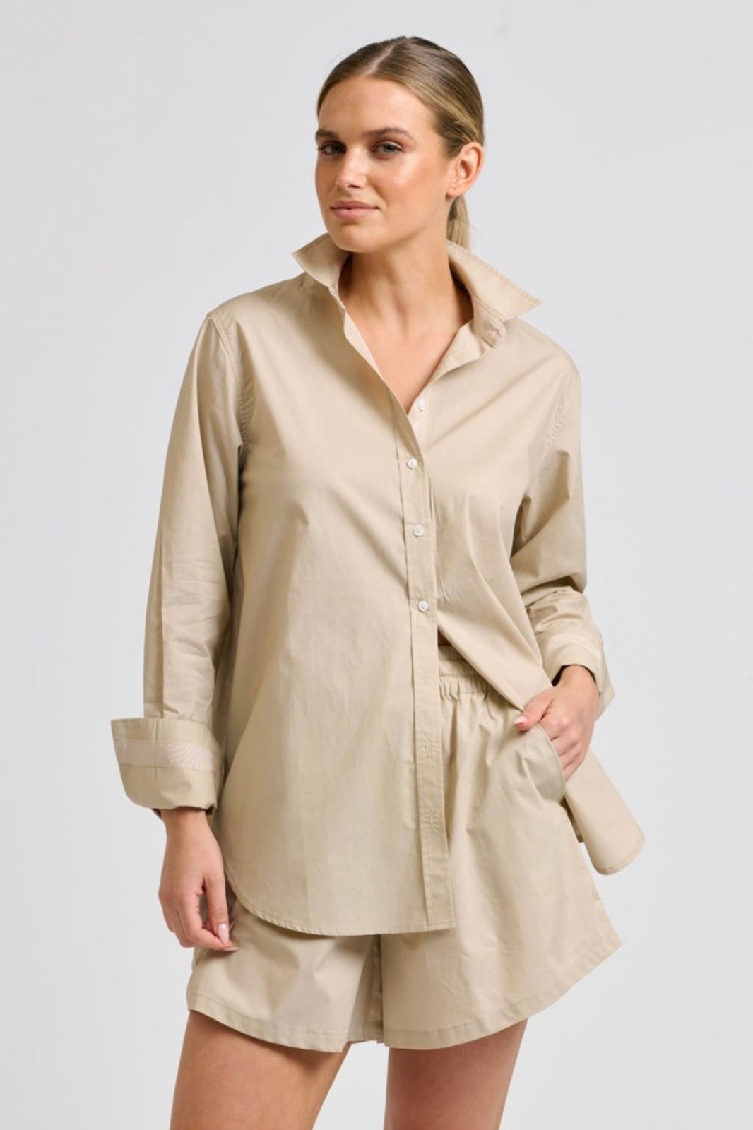 Elodie Trim Shirt | Biscuit