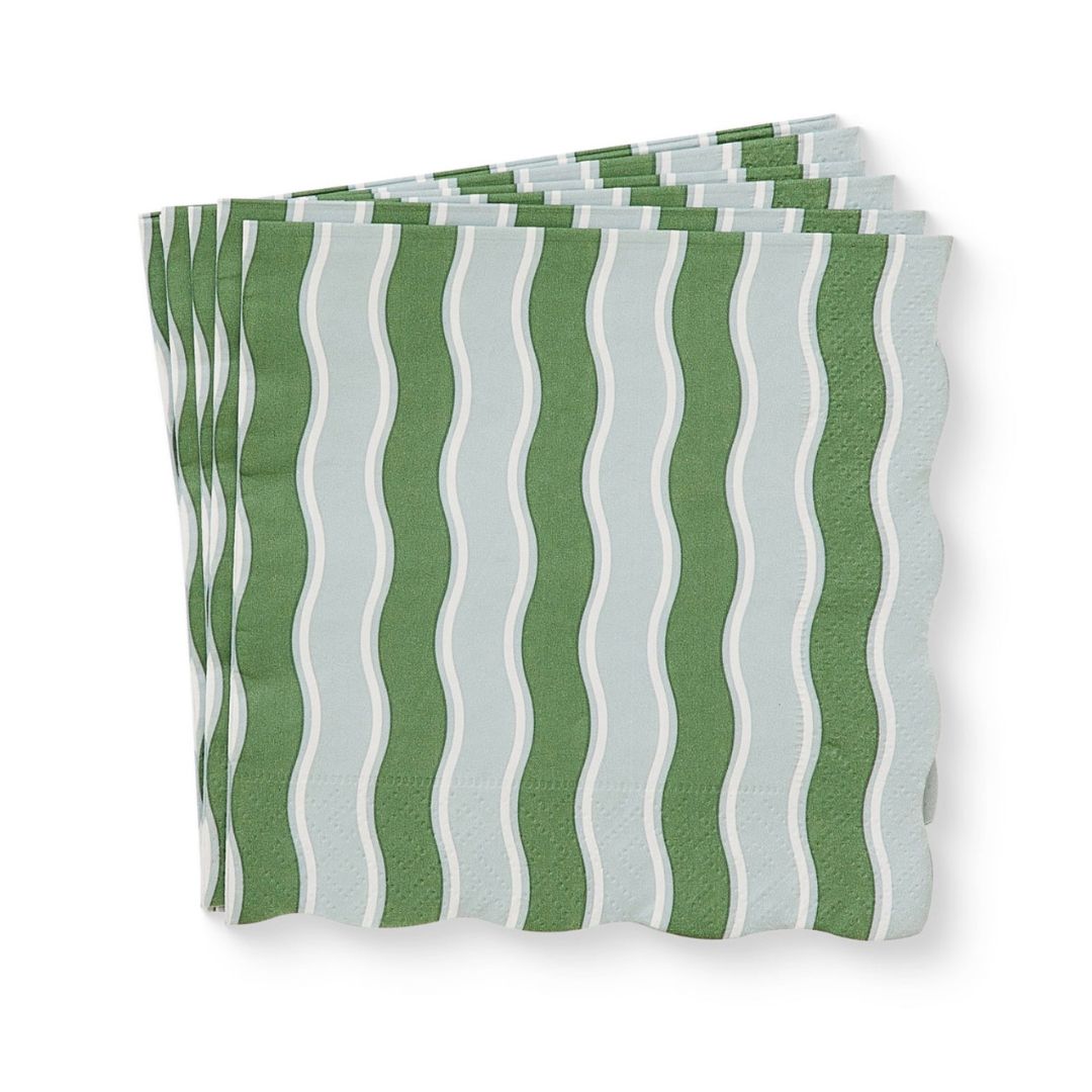 Paper Napkins | Green/Light Green Wave