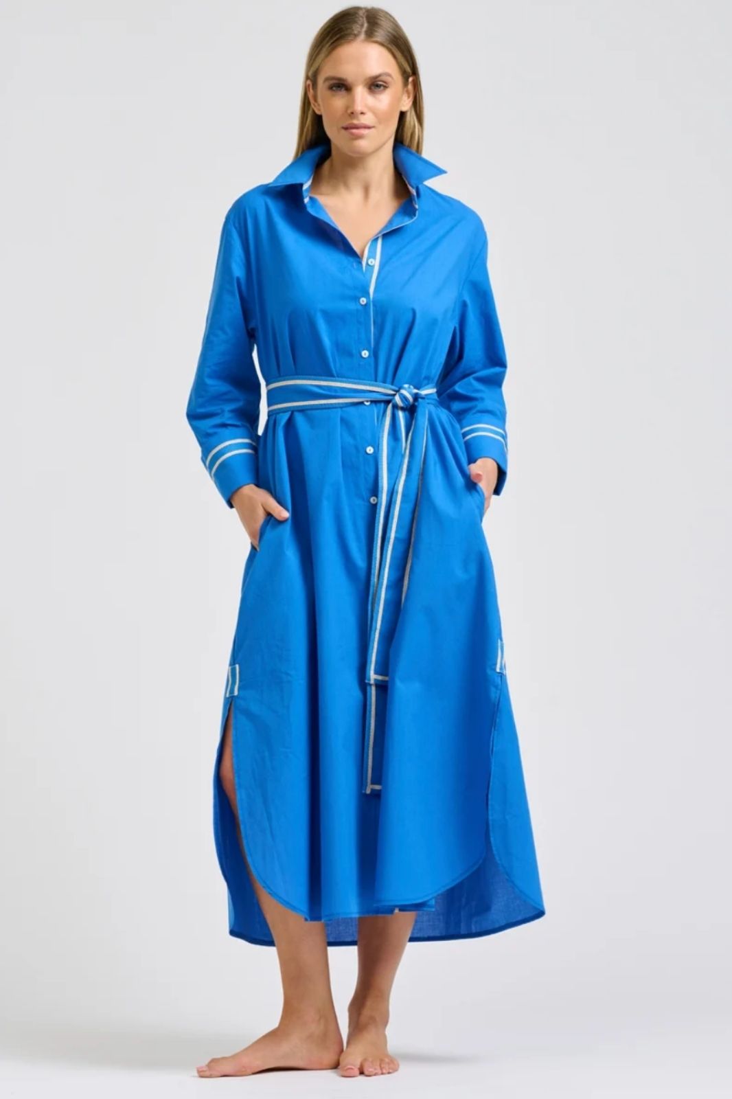 Pia Longline Shirtdress | Bright Blue