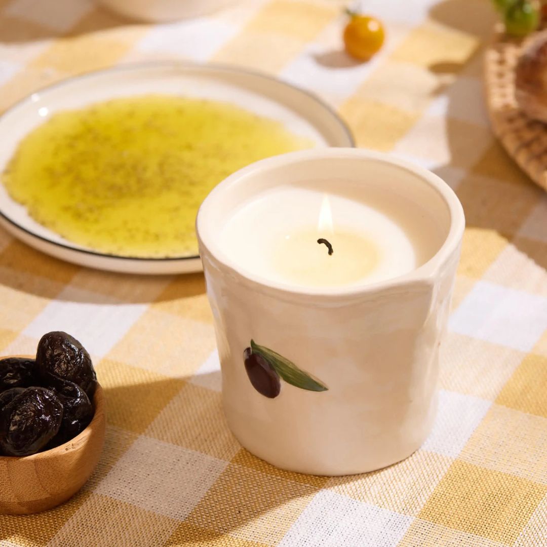 Bistro Olive Embossed Ceramic Candle | Fig &amp; Olive