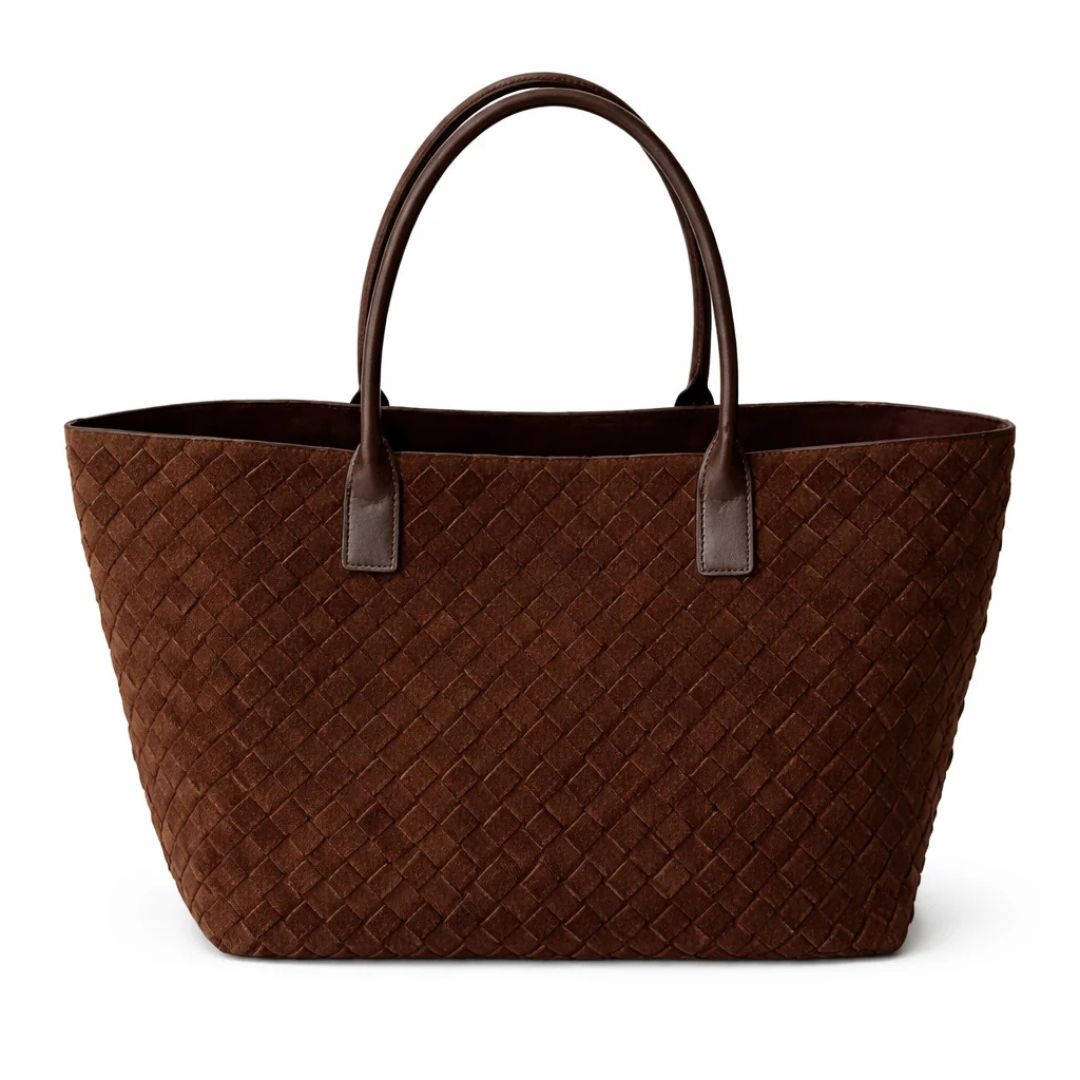 Monica Chocolate Suede Tote Bag