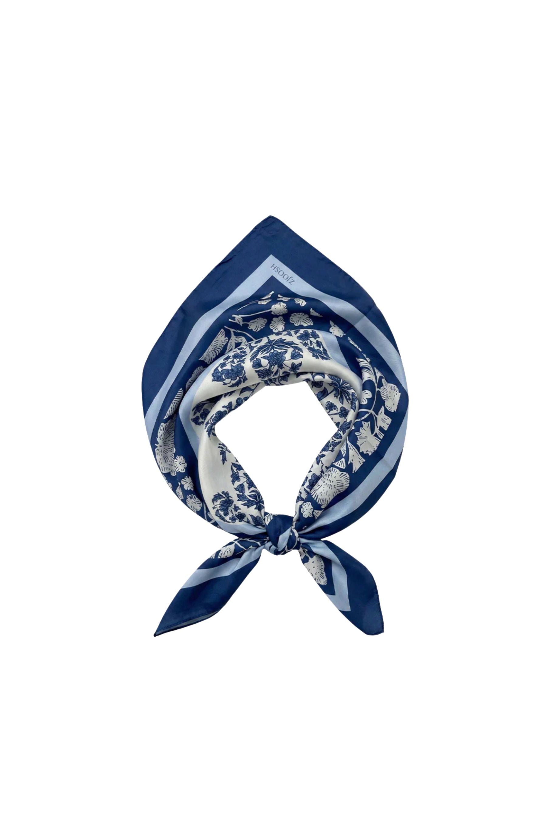 Scarf | Square Blue Paisley &amp; Florals