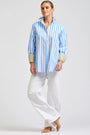 Elodie Trim Floral Shirt | Pale Blue Stripe