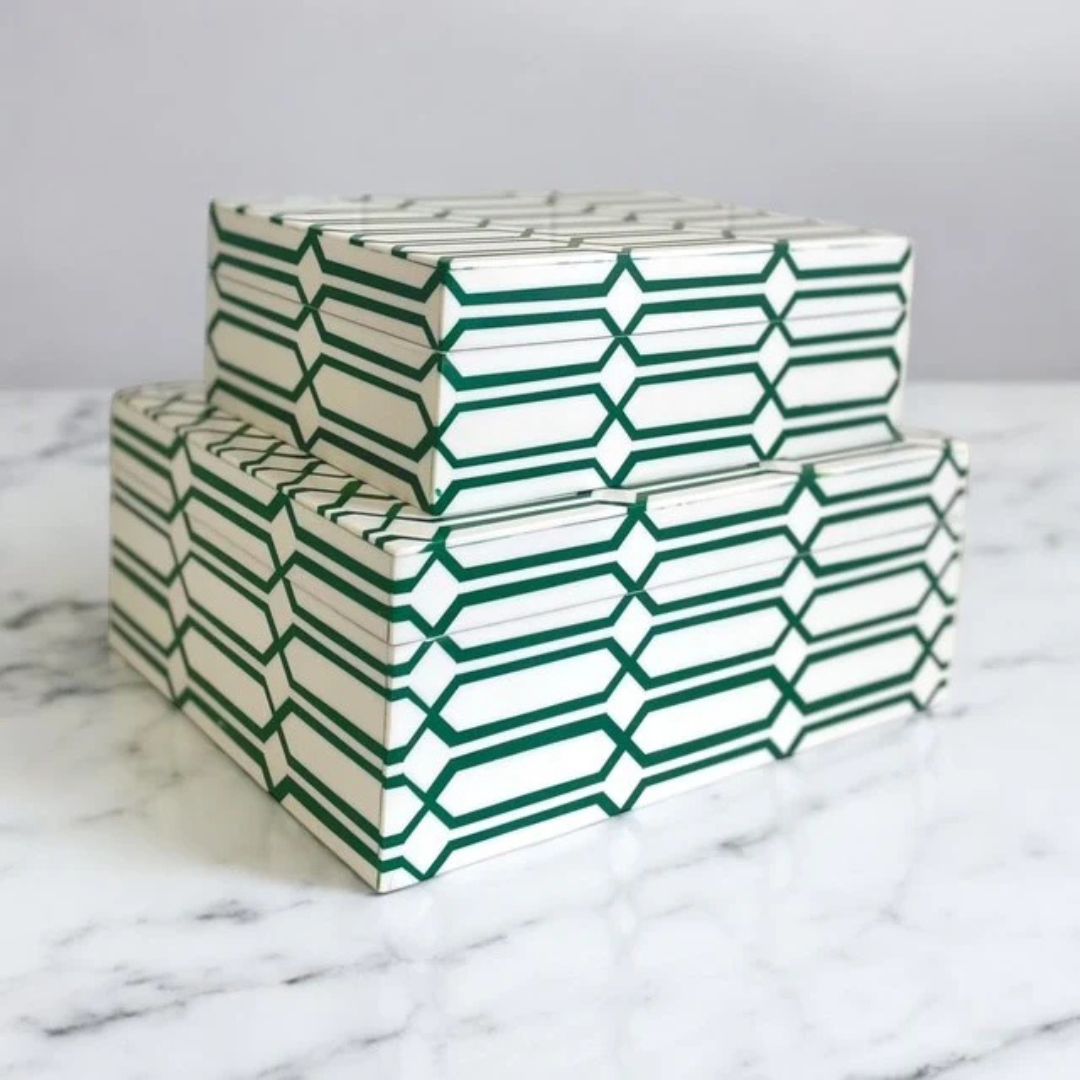 Moss Green Links Resin Box | Small