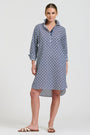 Popover Shirt Dress | White With Navy Print