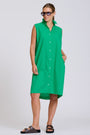 The Sandra Relaxed Shirtdress | Bright Green
