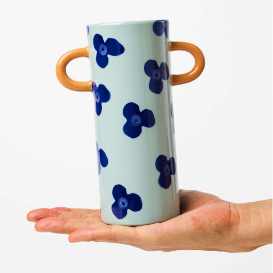Griffe Navy Sky Floral Bud Vase