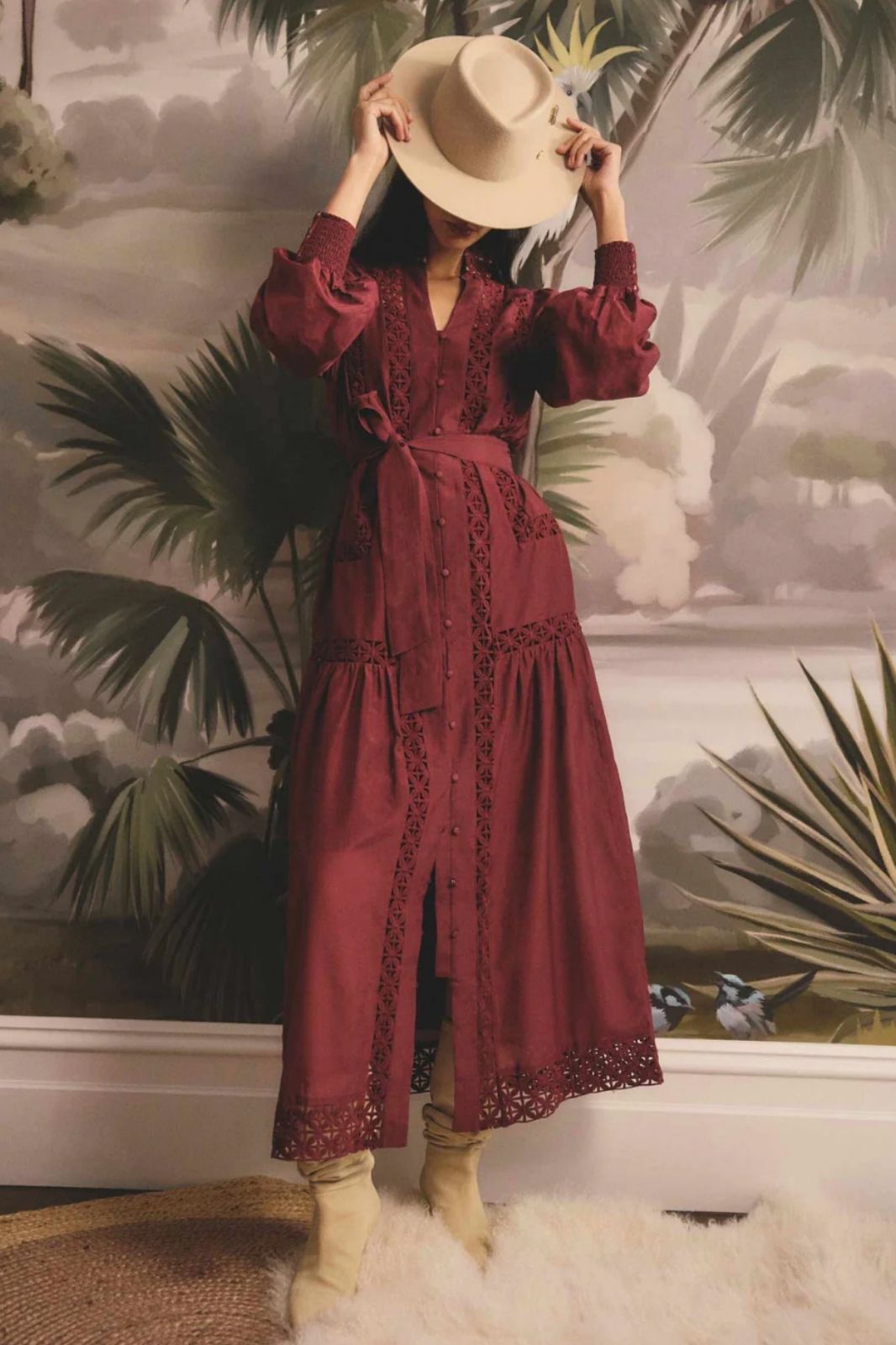 Cascadian Cotton Silk Maxi Dress | Bordeaux