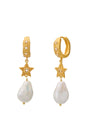 Cosmic Love Long Star Earrings With Pearls | 18KT YG