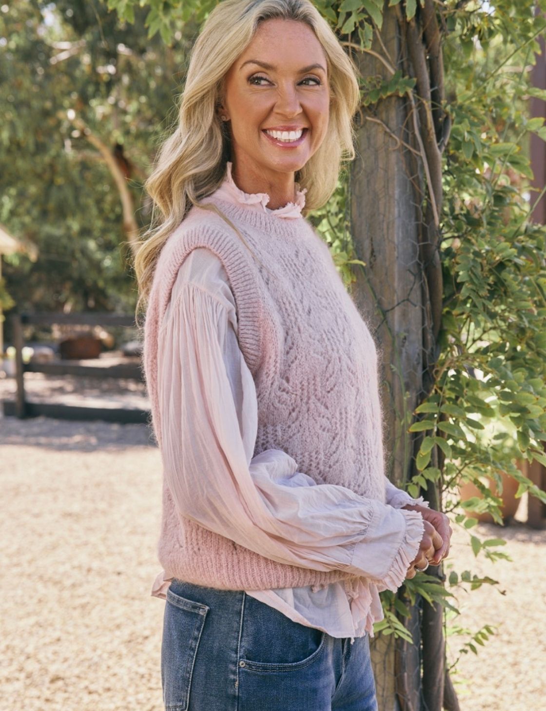 Mohair Pointelle Vest | Soft Pink