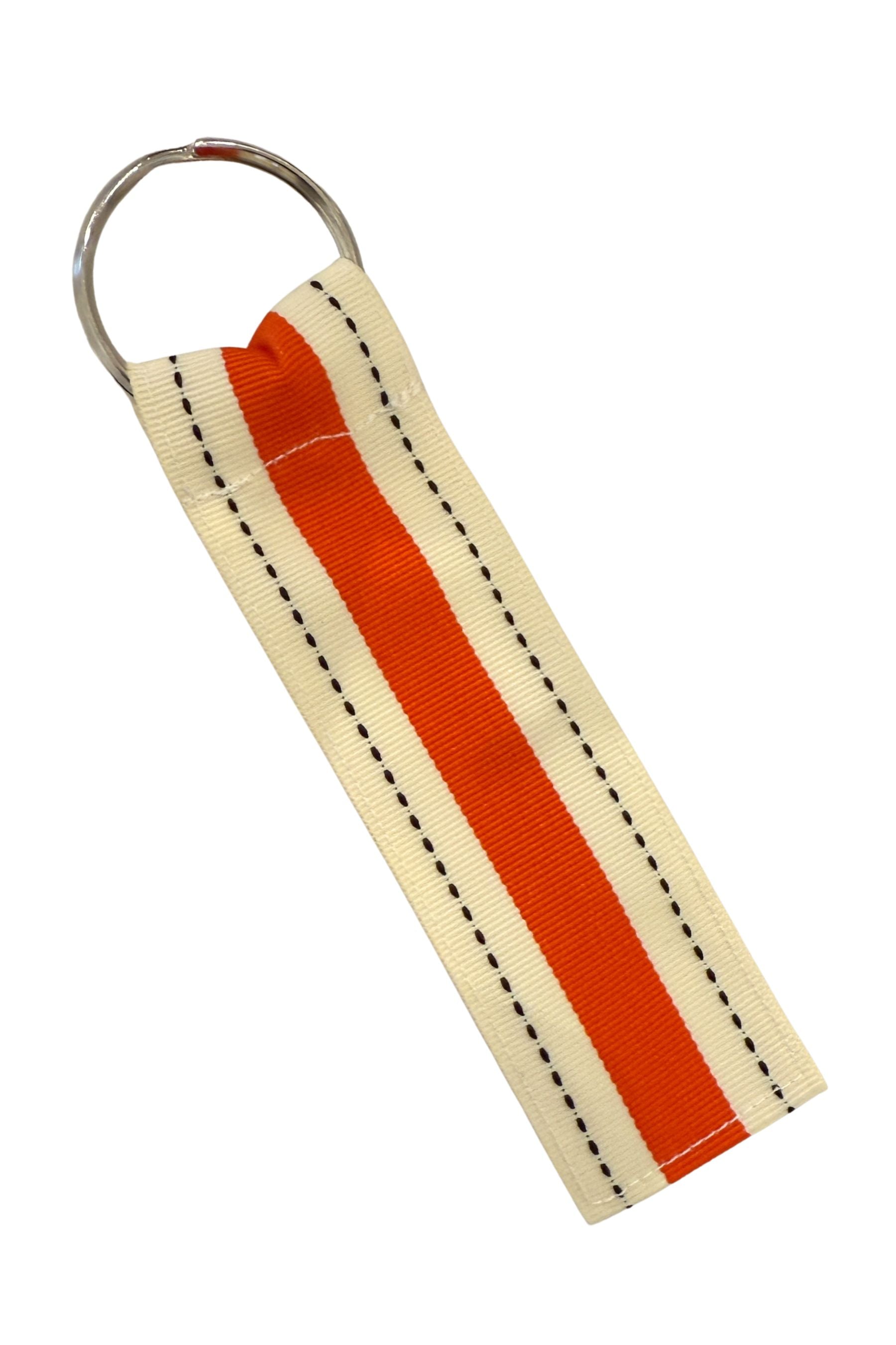Grosgrain Key Rings | Cream, Orange &amp; Black Stitching