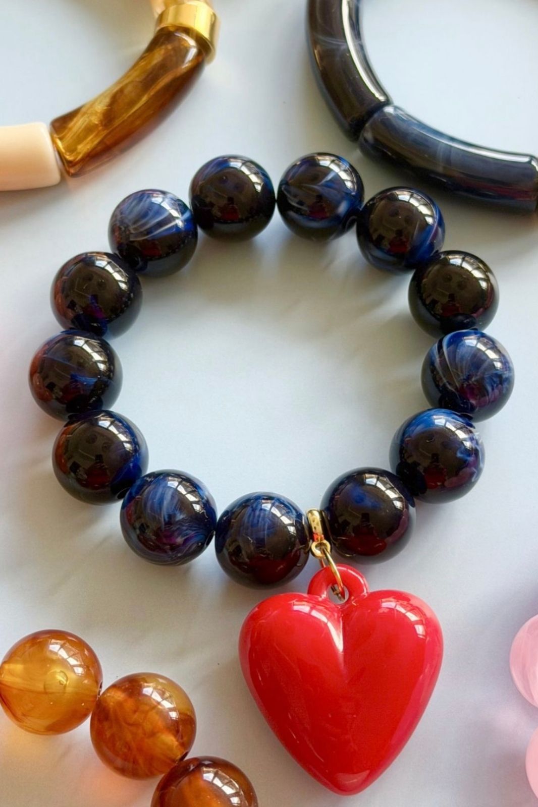 Bubble &amp; Heart Bracelet | Navy