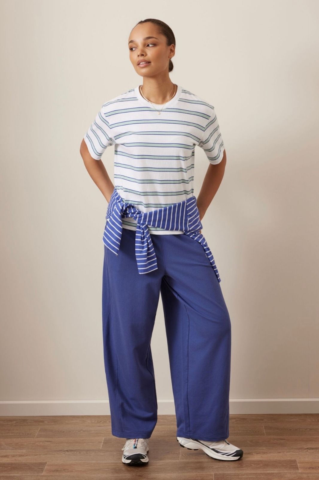 Stevie Slouchy Tee | White &amp; Seafoam Stripe