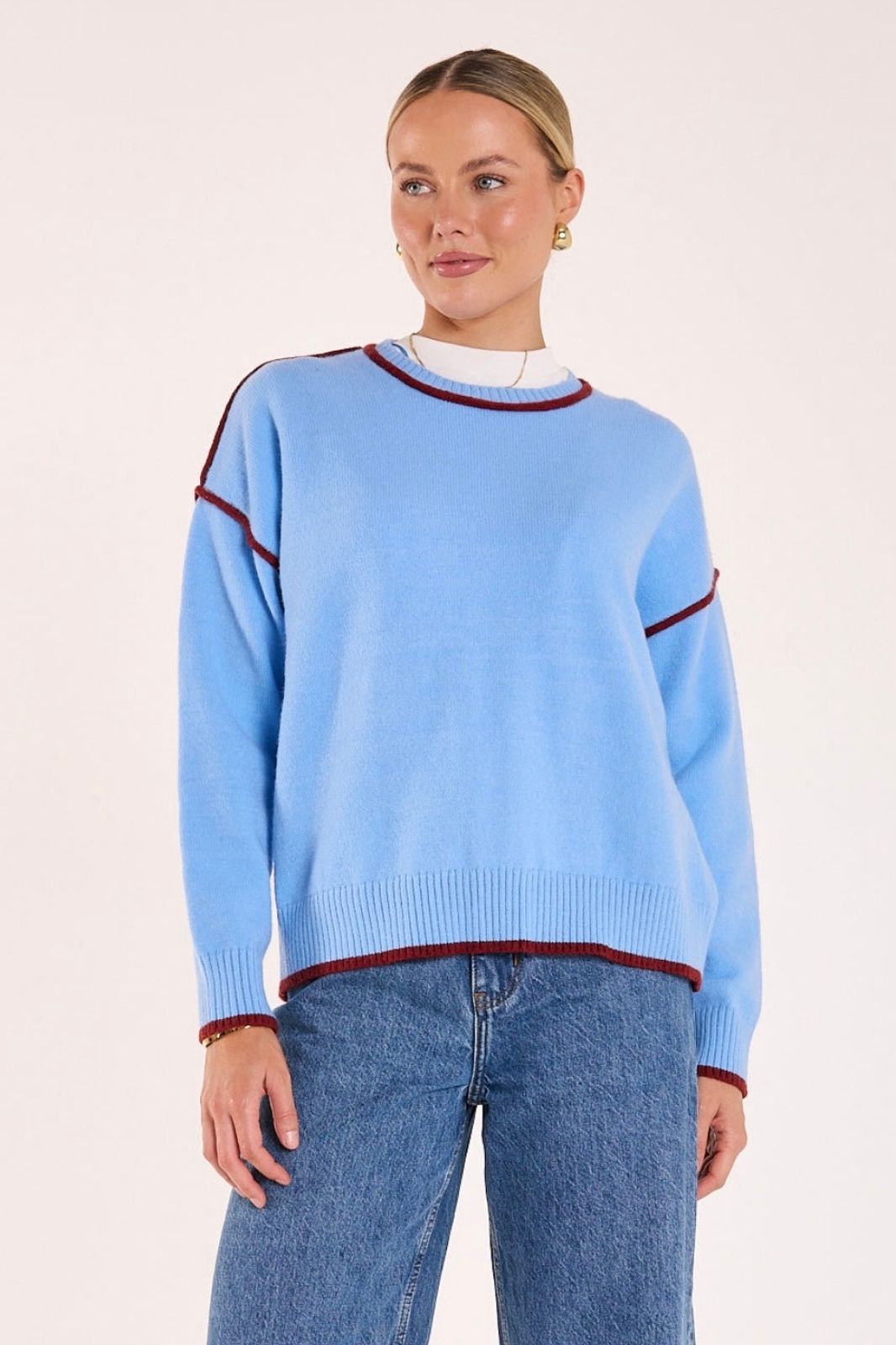 Margot Contrast Knit | Blue &amp; Wine