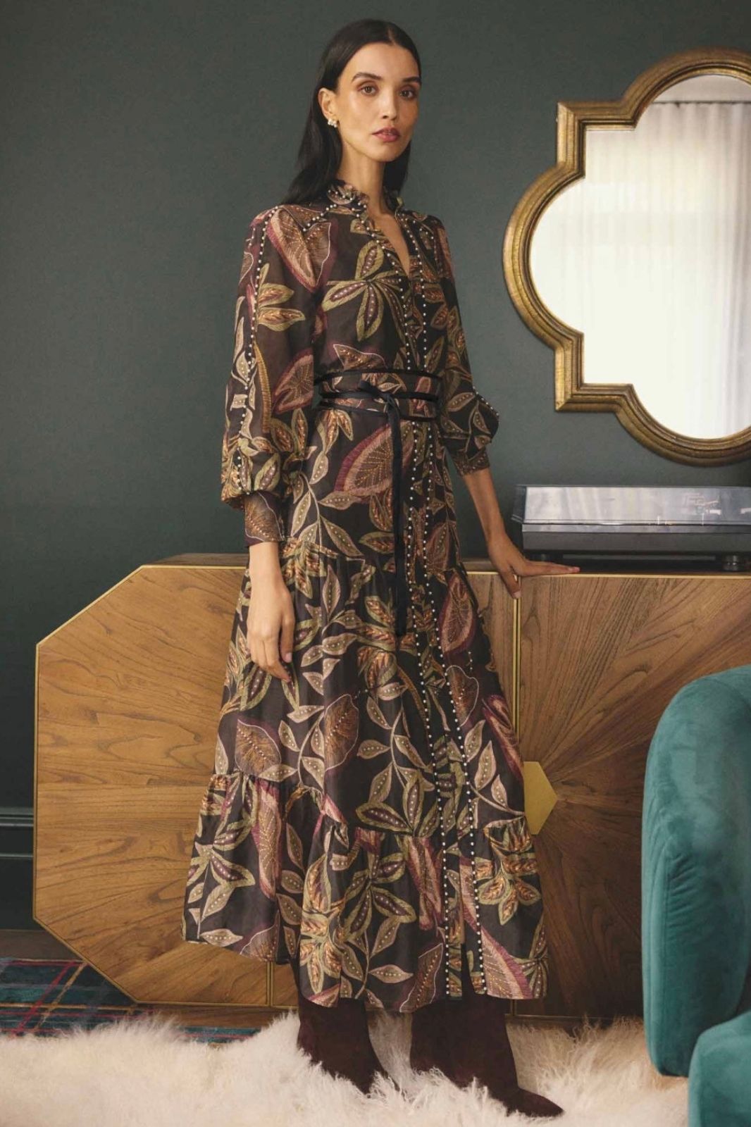 Wanderlust Pearl Embellished Maxi Dress | Dark Tropique