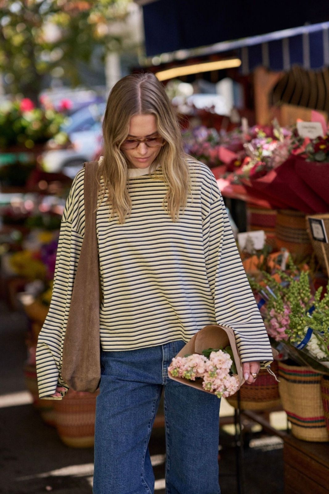 Beau Long Sleeve Slouchy Tee | Heritage Navy/Butter/Stone Stripe