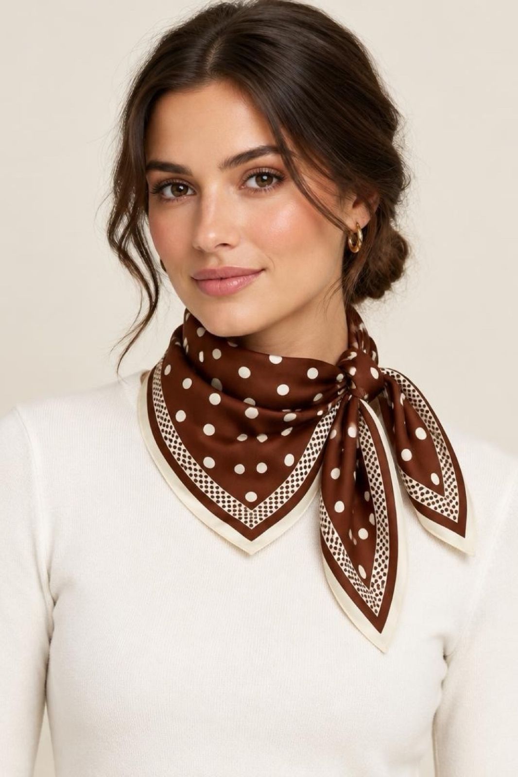 Scarf | Chocolate &amp; Cream Polka Dot