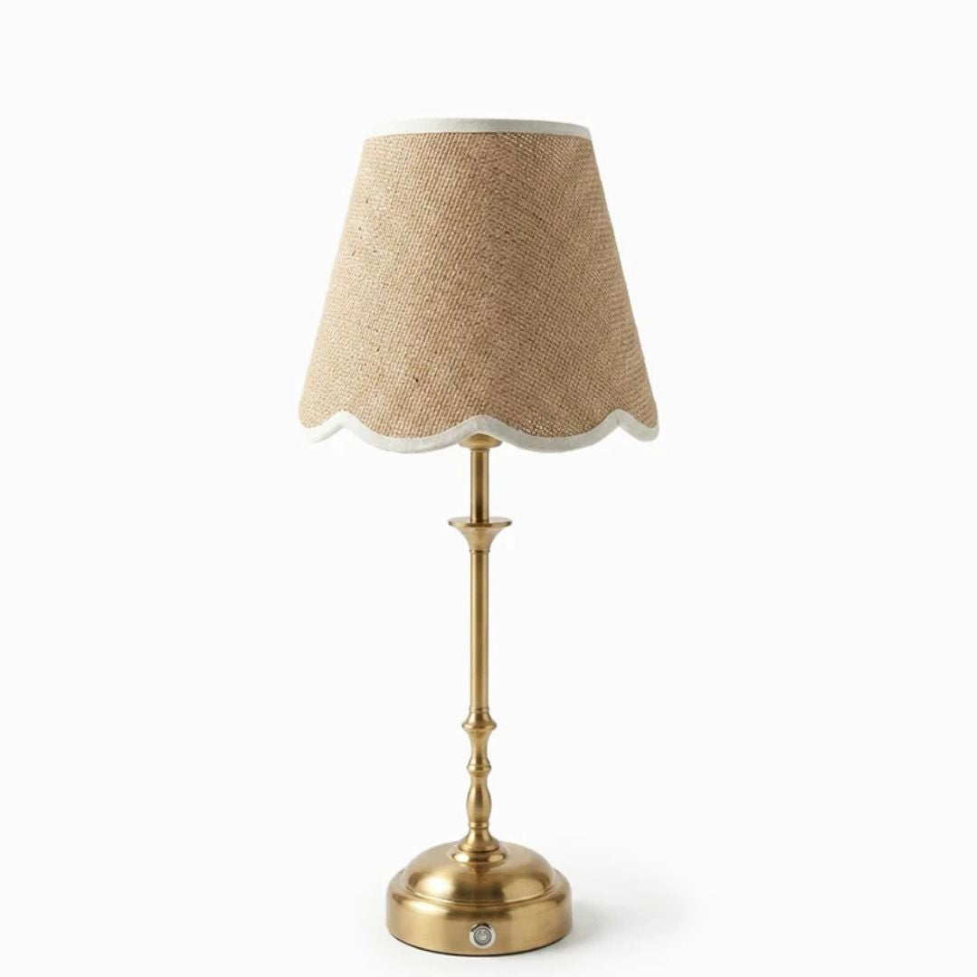 Rechargeable Brass Lamp with Scallop Shade