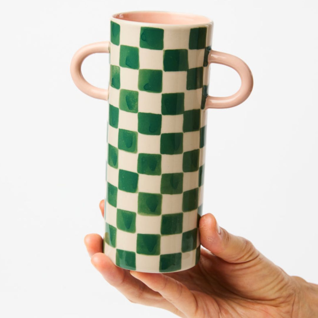 Griffe Green Check Bud Vase