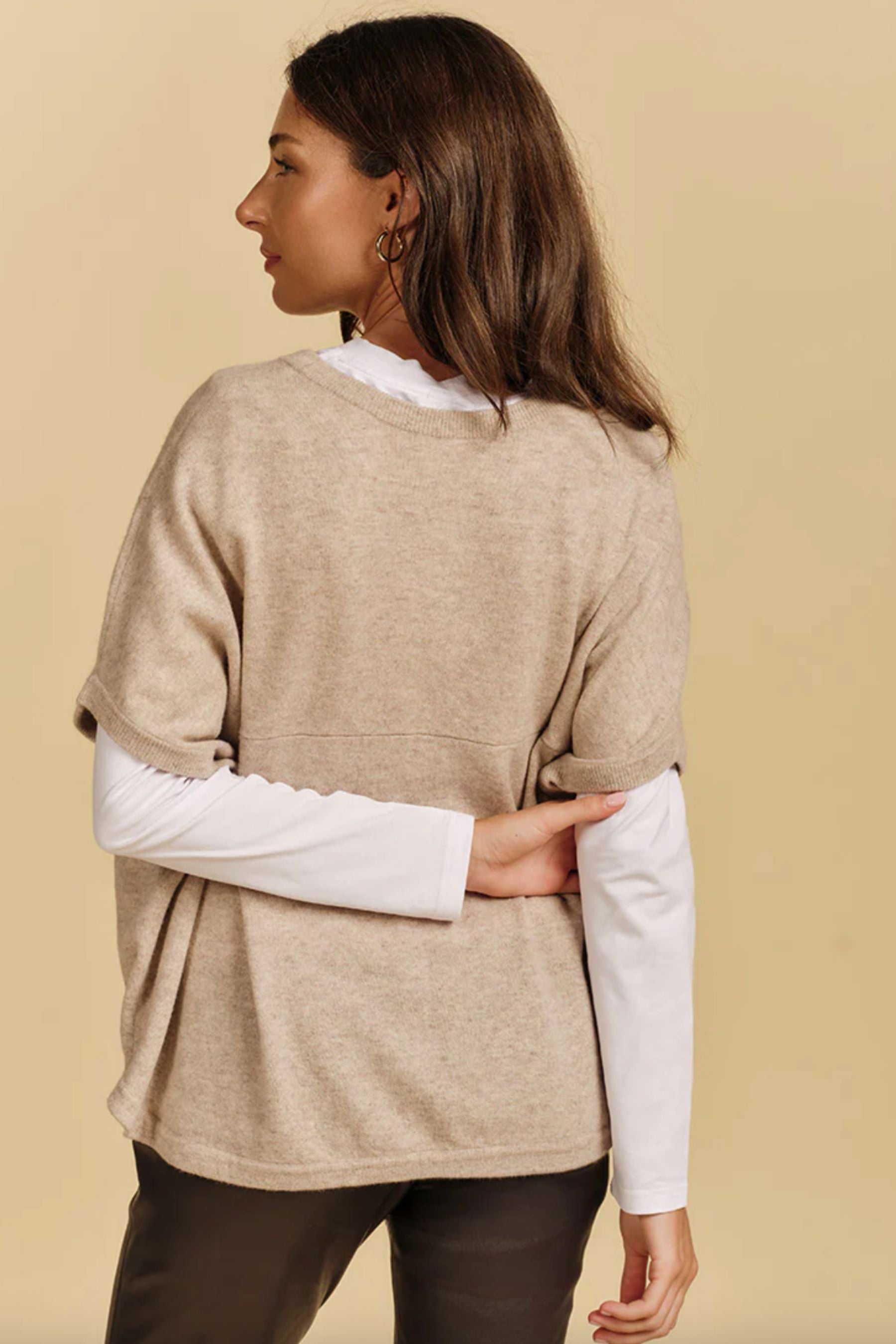 Macie Cashmere Knit Top | Oatmeal