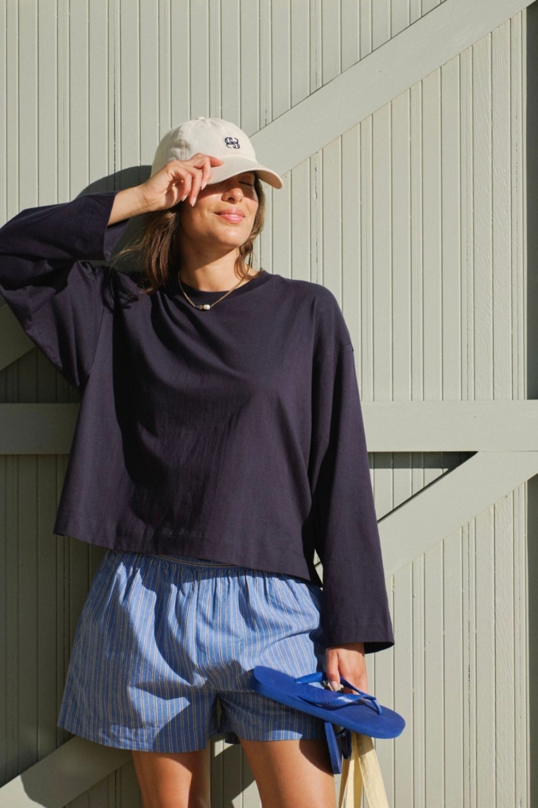 Beau Long Sleeve Slouchy Tee | Navy