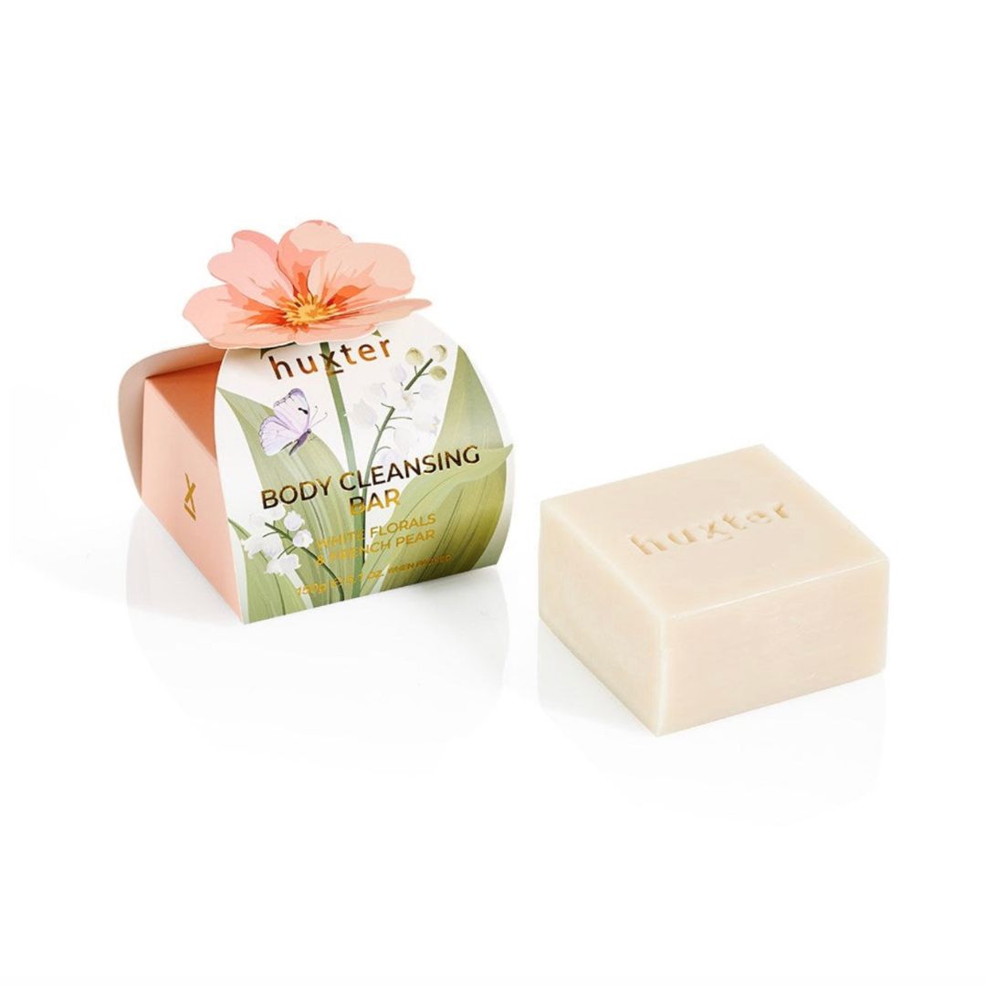 Body Cleansing Bar Gift Box | White Florals &amp; French Pear