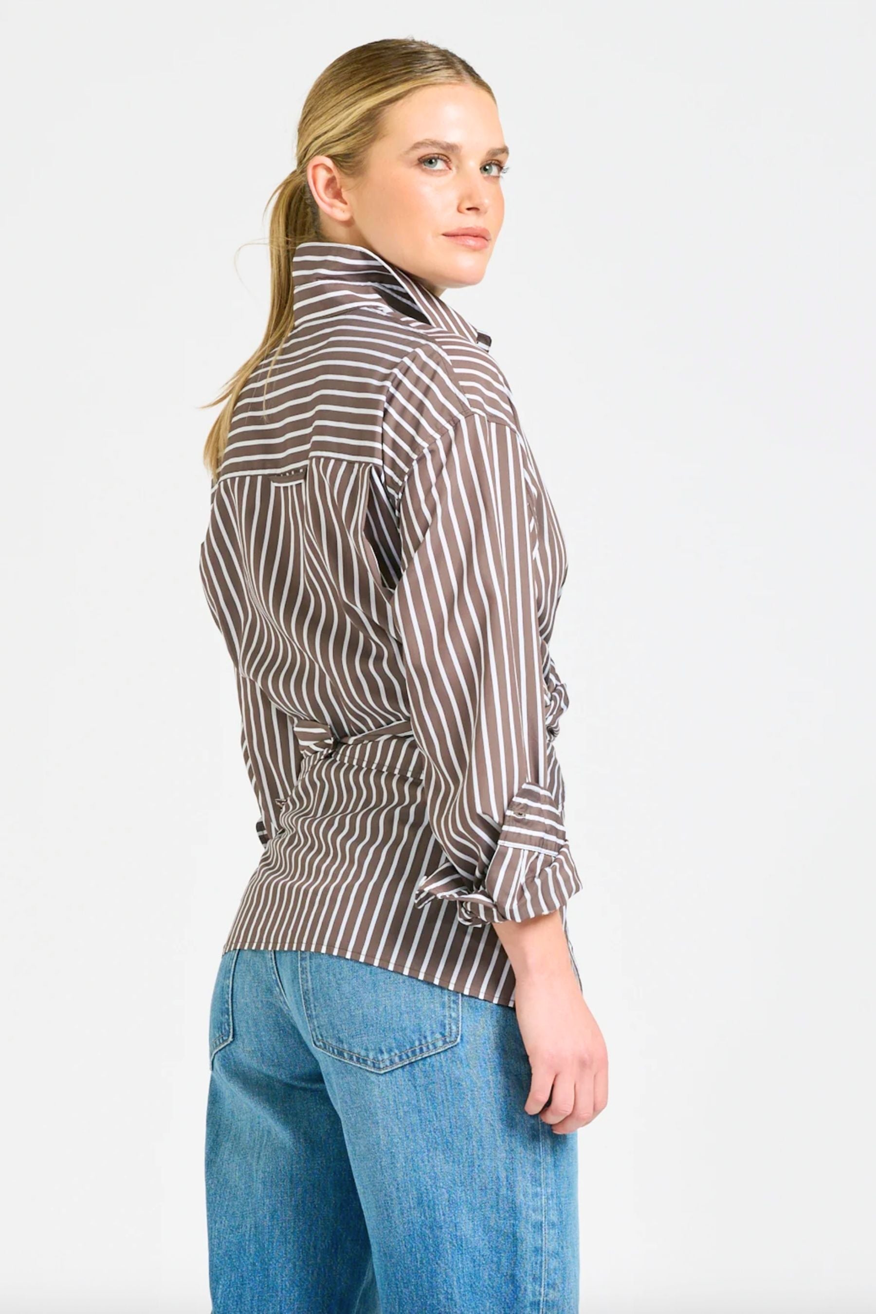 The Boyfriend Shirt | Choc Stripe