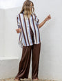 Portofino Stripe Shirt | Choc, Cream & Blue