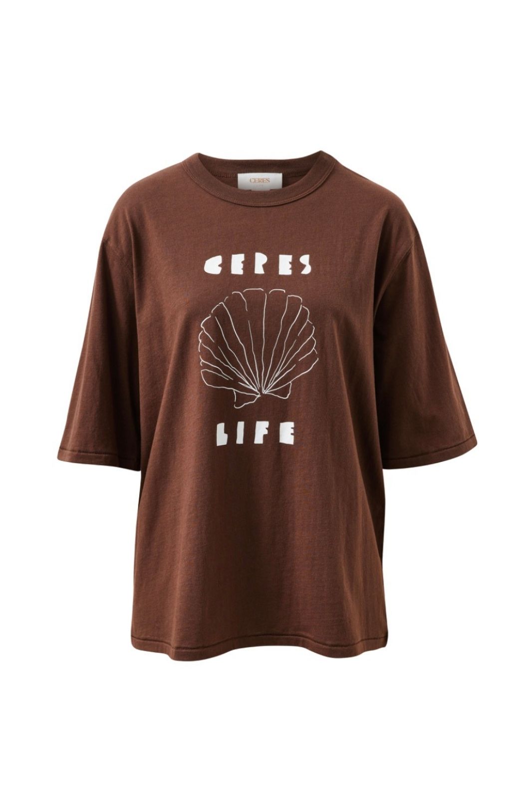 Luna Oversized Tee | Brunette/Milk Shell