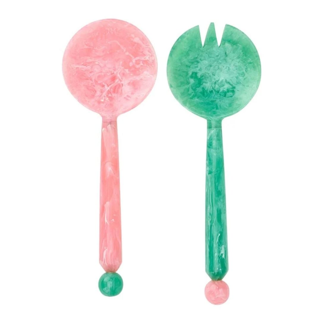 Resin Salad Servers | Pink &amp; Green