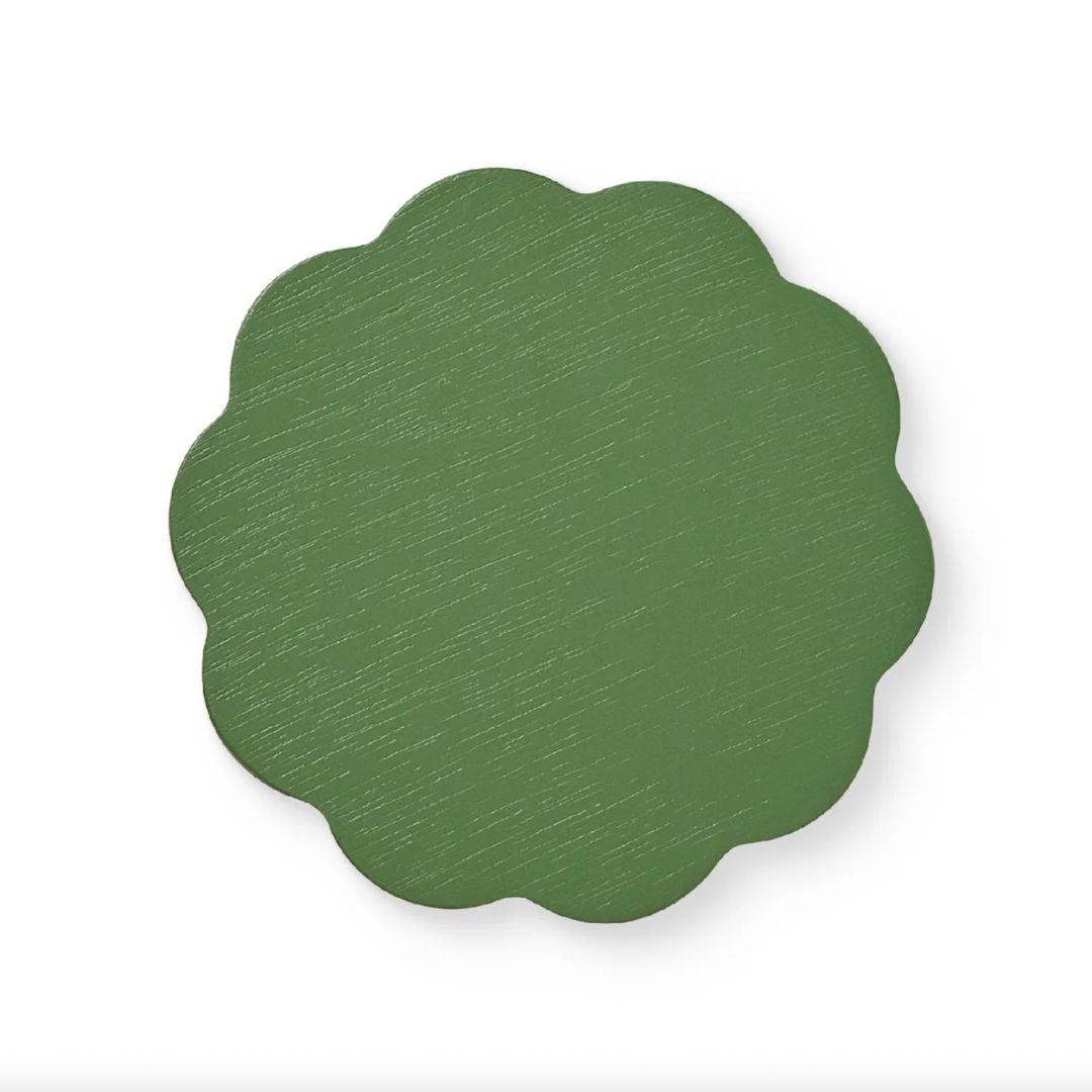 Scallop Wood Coaster | Green