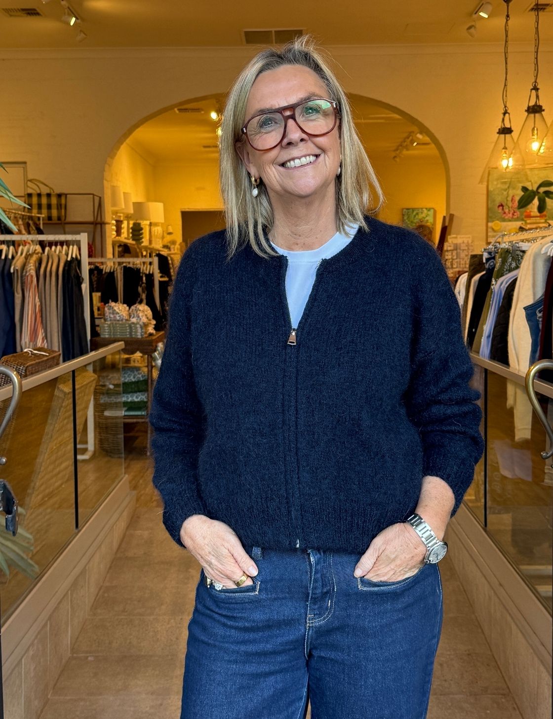 Luxe Mohair Bomber | Navy