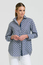 The Elodie Girlfriend Relaxed Shirt | White With Navy Print