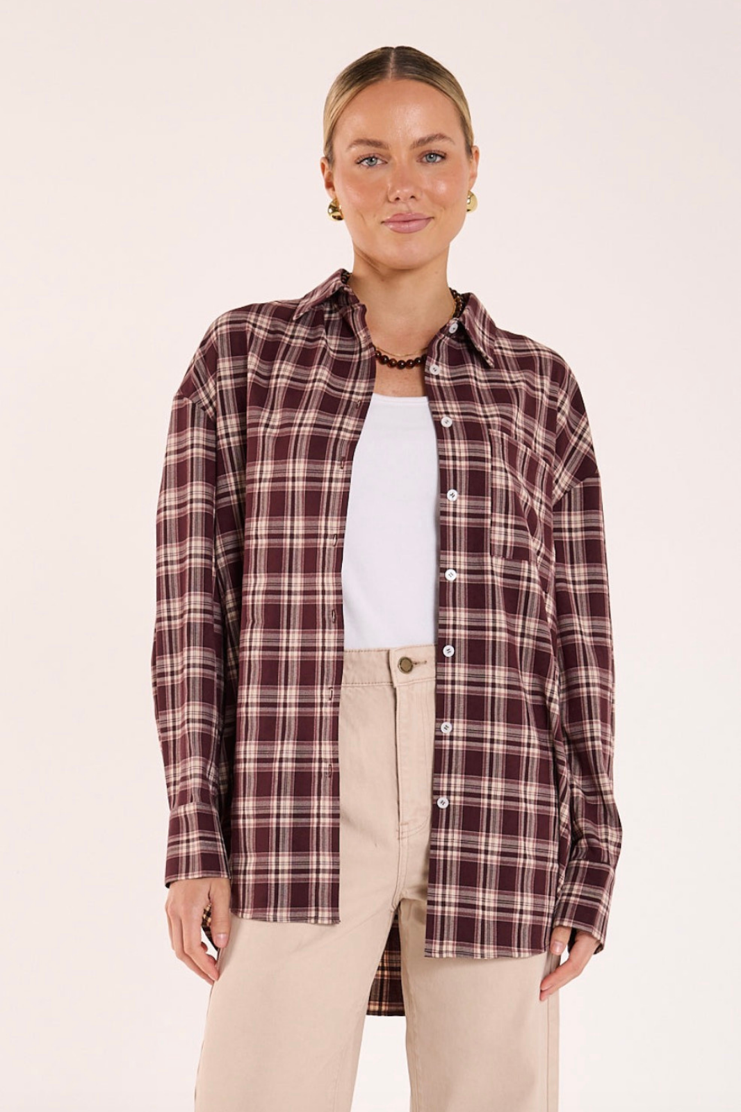 Luca Shirt | Plum Beige Check