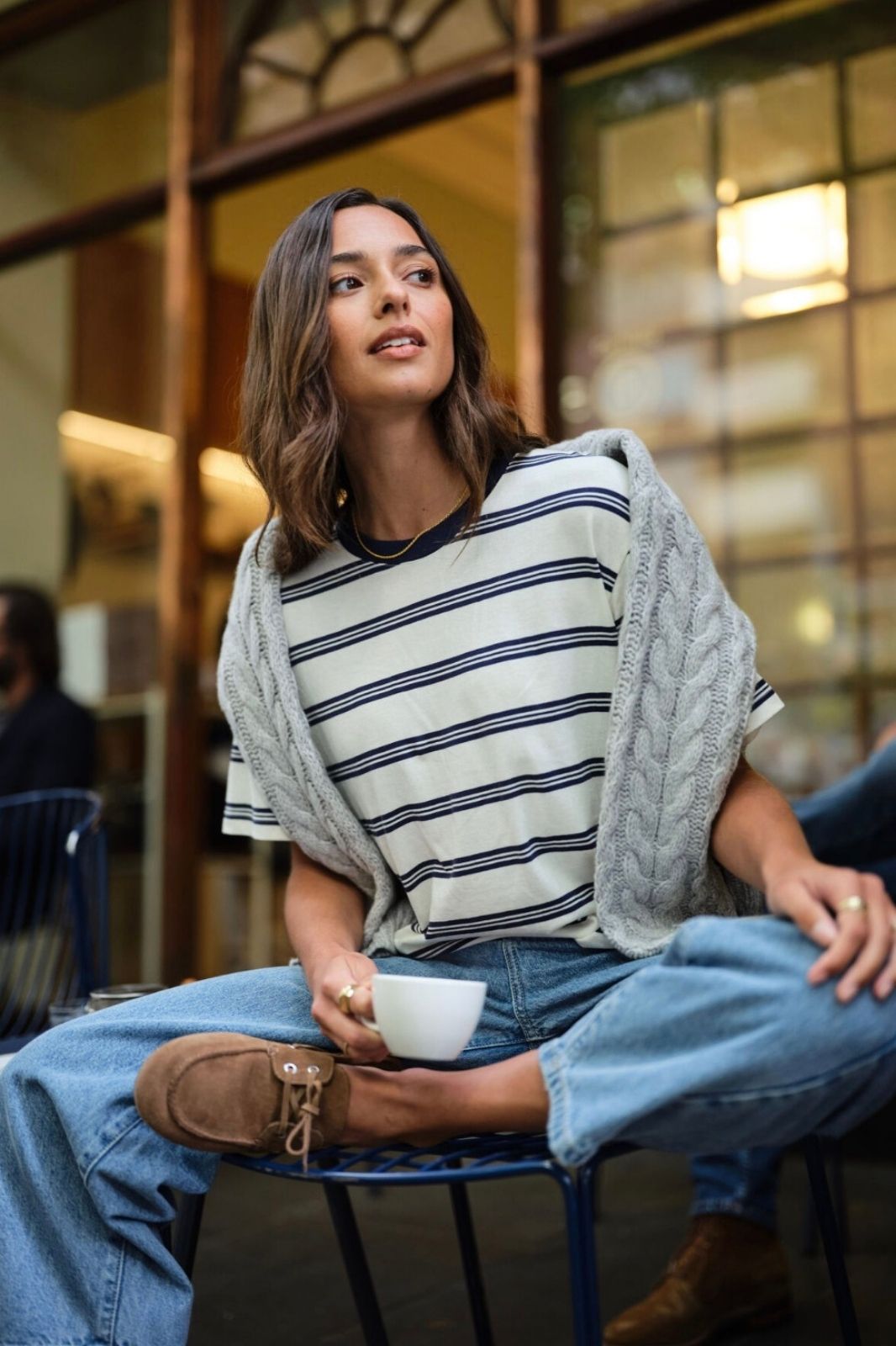 Stevie Slouchy Tee | Milk Heritage Navy Stripe