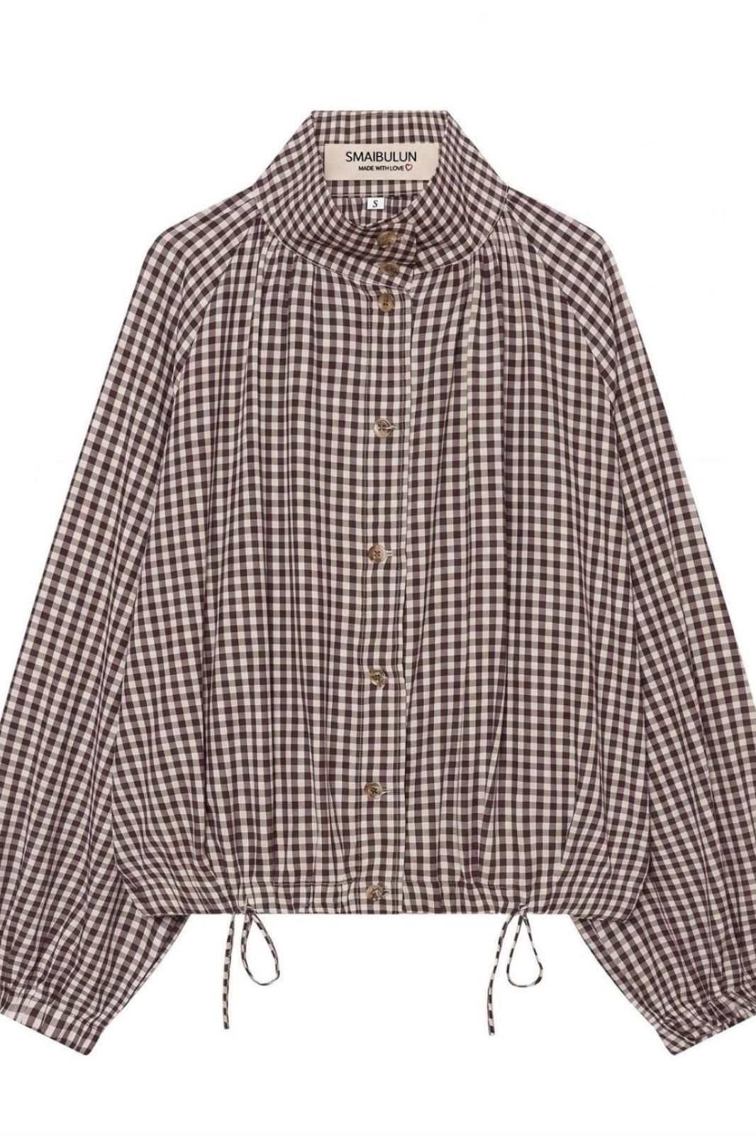 Gingham Drawstring Jacket | Chocolate