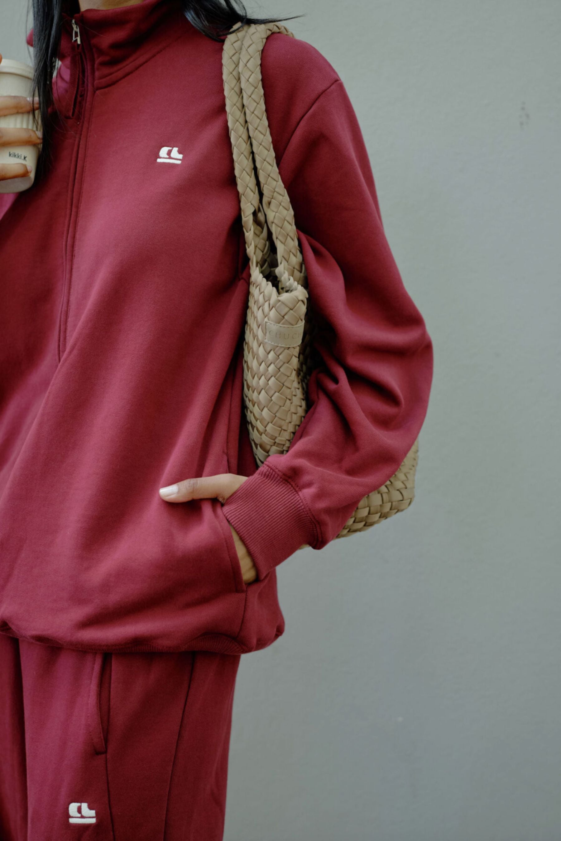 Lonny Oversized Half Zip Sweat | Burgundy
