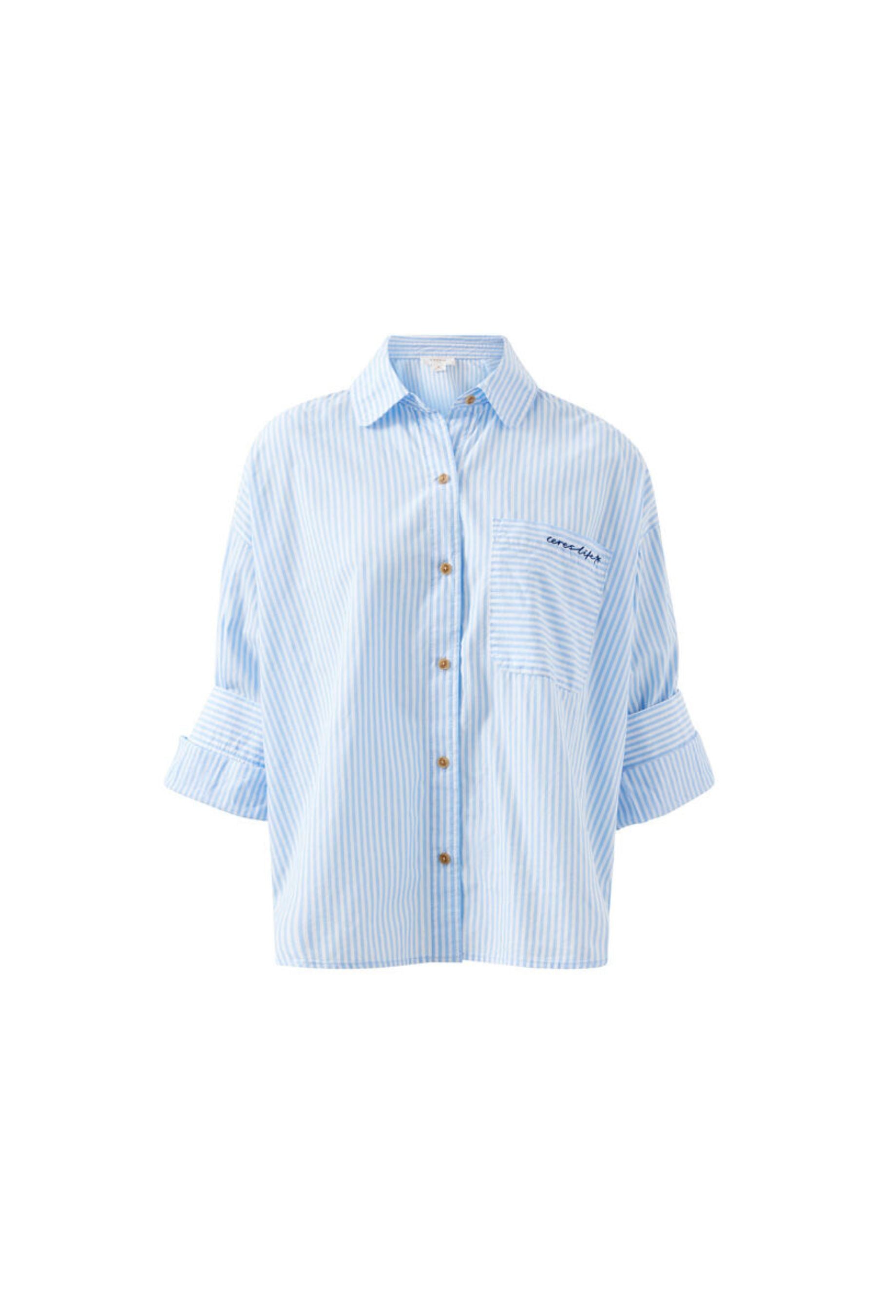 Miya Shirt | Blue Stripe Fish