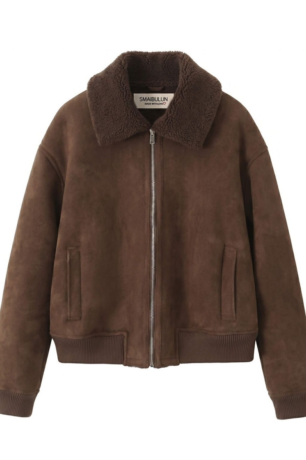 Sherpa Lined Bomber Jacket | Chocolate