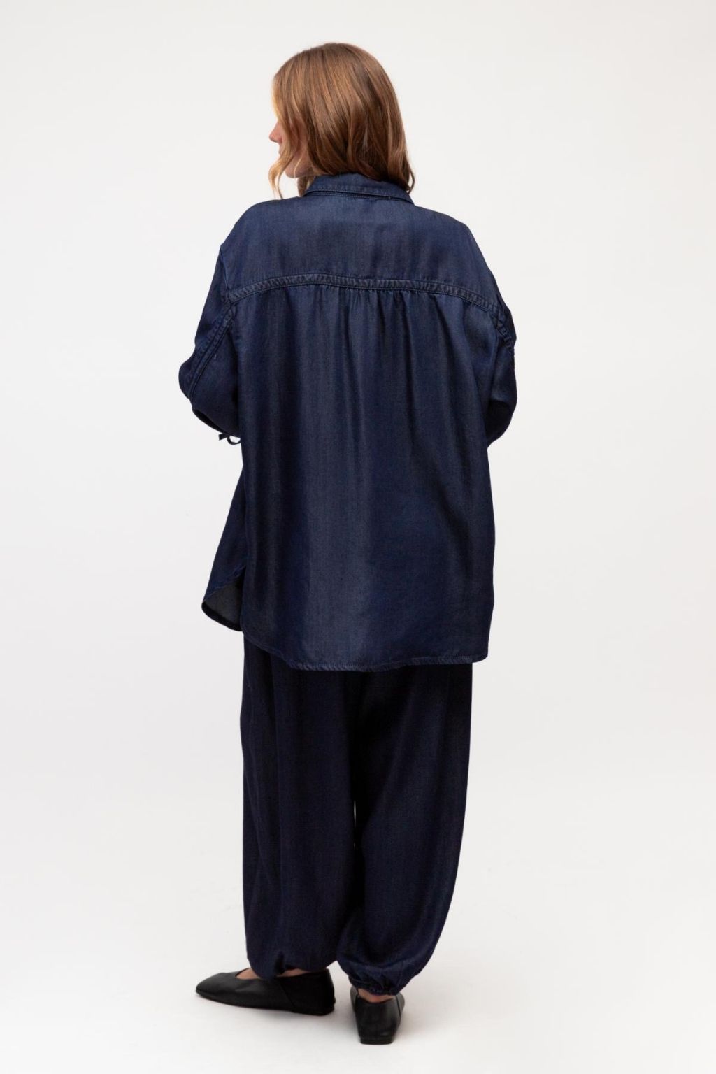 Gathered Sleeve Shirt | Denim