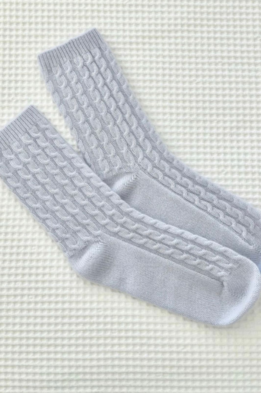 Cashmere Cable Knit Socks | Blue