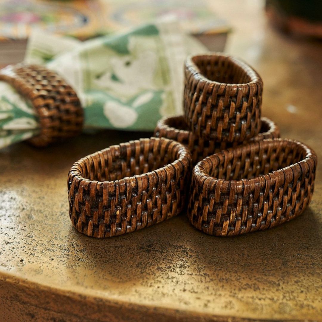 Rattan Napkin Rings Set Of 6 | Antique – Rose St Trading Co