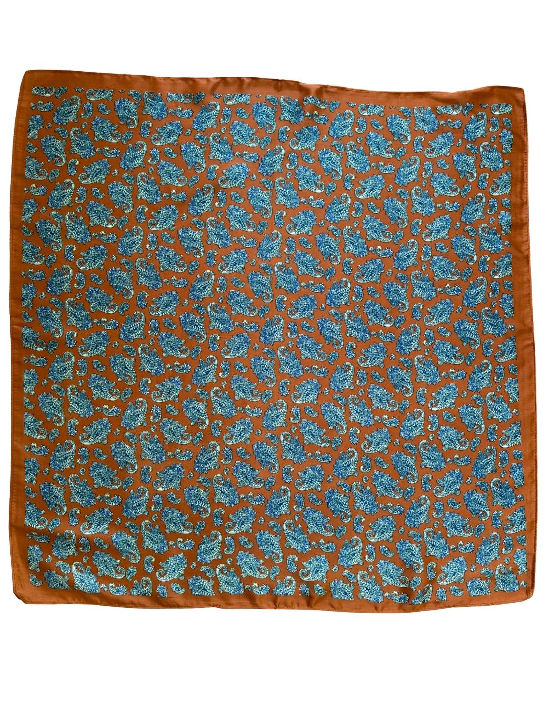 Scarf | Tan with Blue Green Paisley