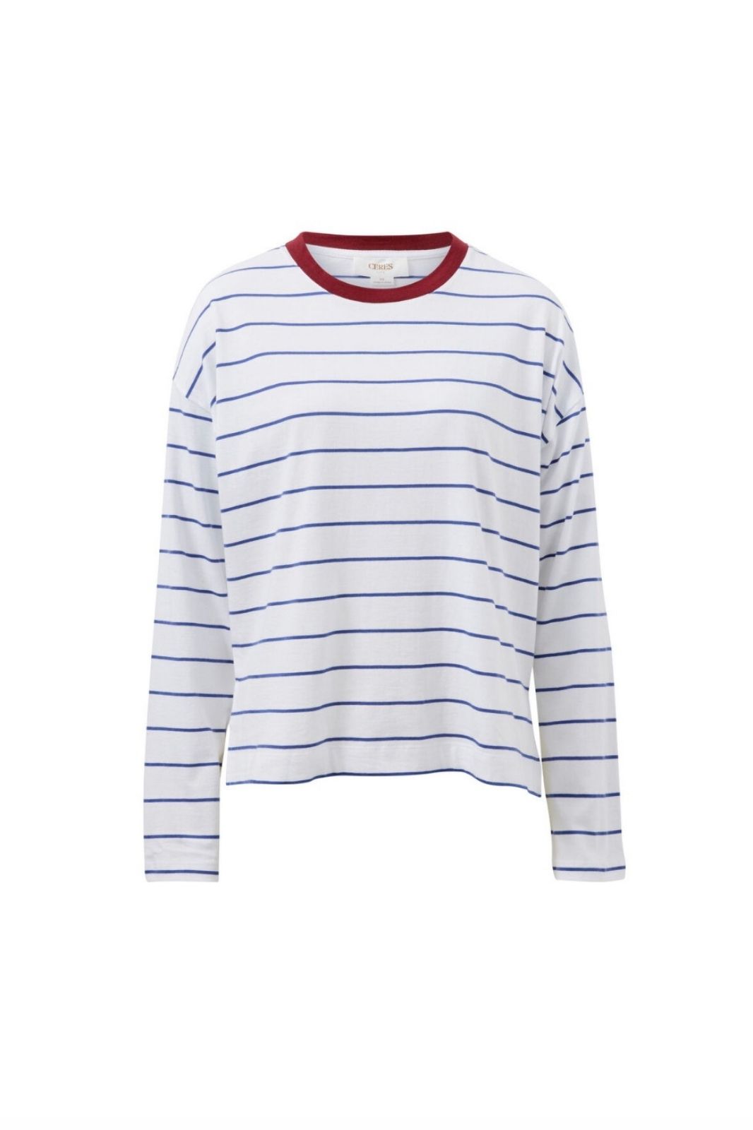 Scout Slouchy Long Sleeve Tee | White Washed Navy Stripes