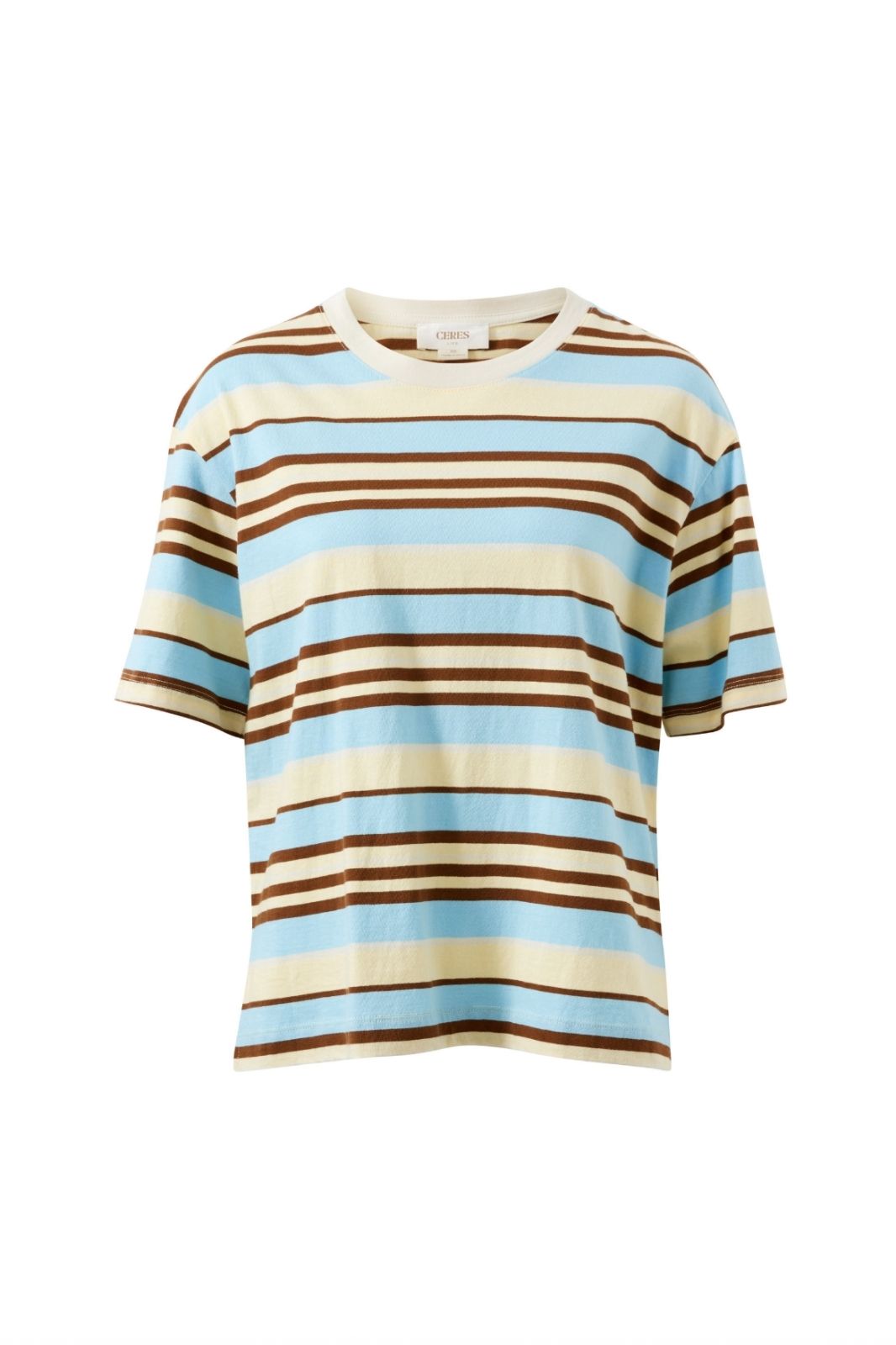 Stevie Slouchy Tee | Butter/Toffee/Fresh Blue Stripe