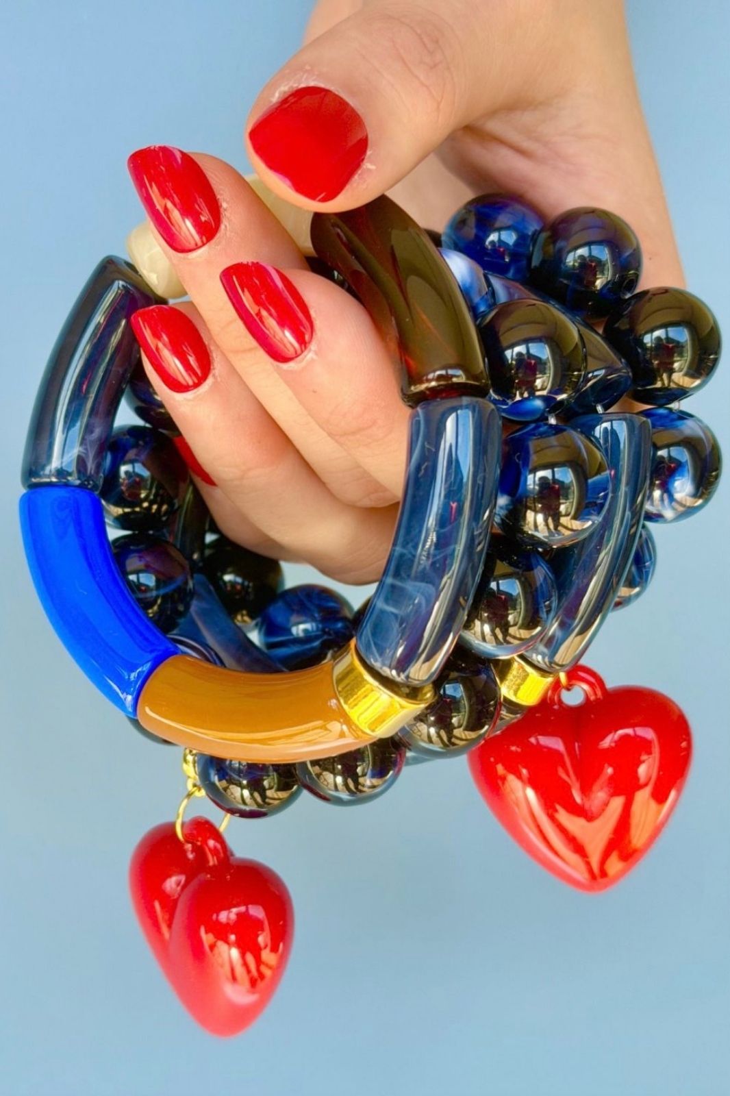Bubble &amp; Heart Bracelet | Navy